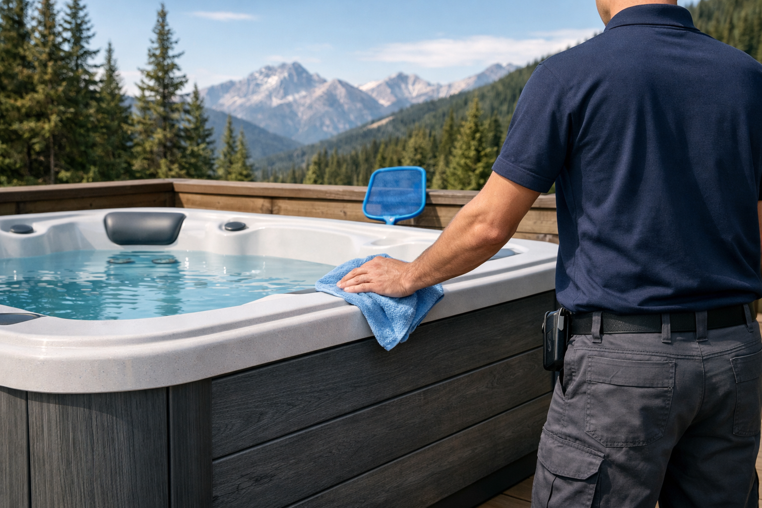Luxury hot tub in mountain setting